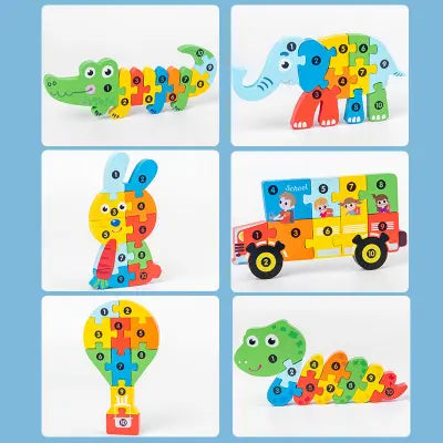 10-Piece Wooden Animal Puzzle Set- Random design