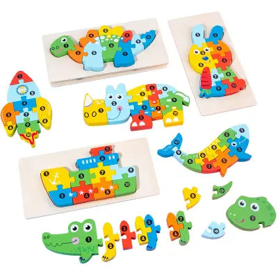 10-Piece Wooden Animal Puzzle Set- Random design
