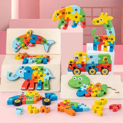 10-Piece Wooden Animal Puzzle Set- Random design