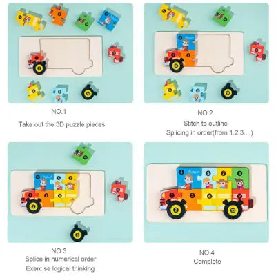 10-Piece Wooden Animal Puzzle Set- Random design