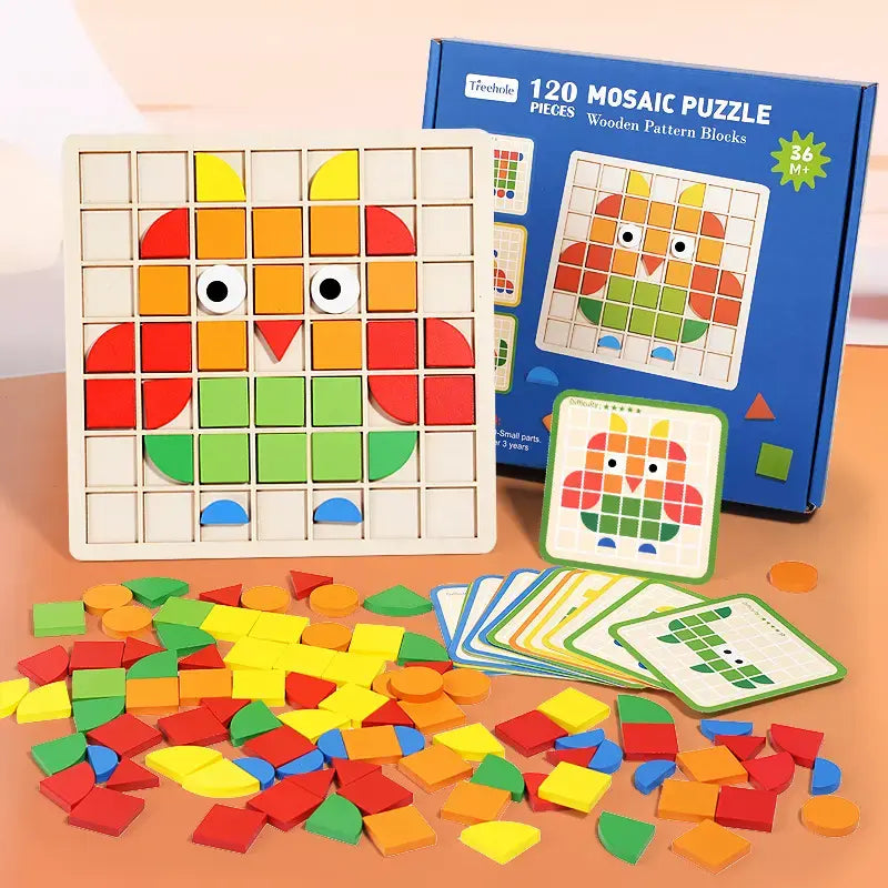 120 pieces mosaic puzzle- wooden pattern blocks
