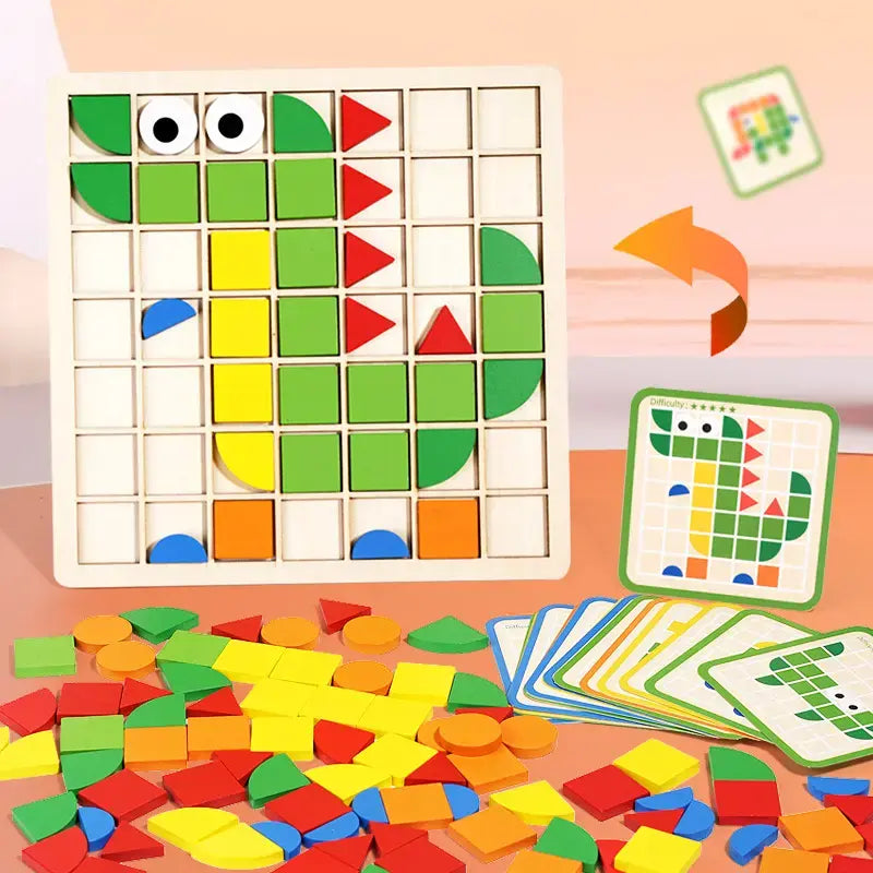 120 pieces mosaic puzzle- wooden pattern blocks
