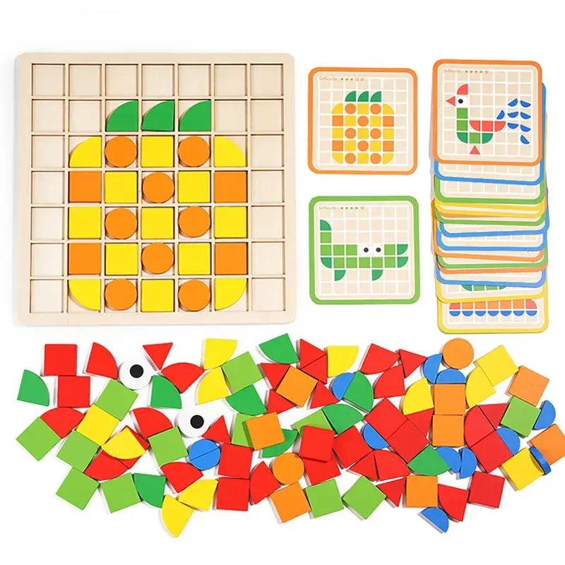 120 pieces mosaic puzzle- wooden pattern blocks