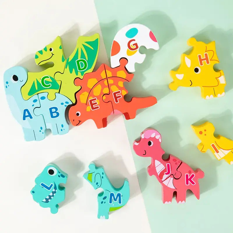 Toddler 3D Wooden Animal Alphabet Puzzle