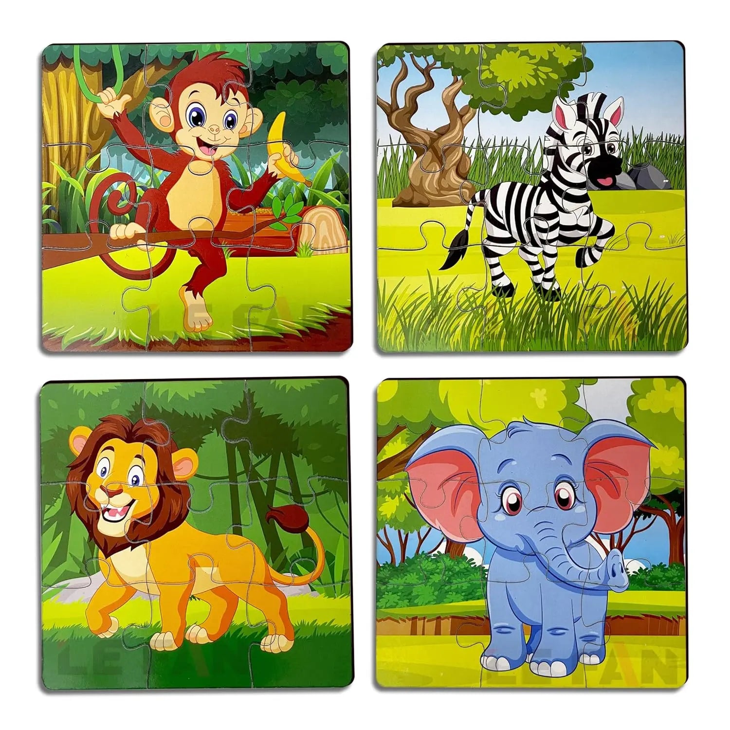 4 in 1 wooden animal puzzle - Pack of 4