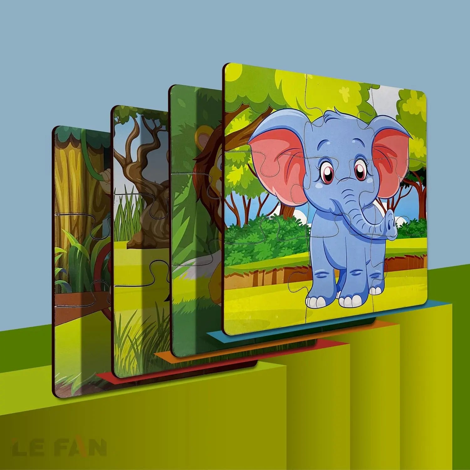 4 in 1 wooden animal puzzle - Pack of 4