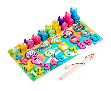 5 in 1 log board- preschool matching, counting and fishing fun game