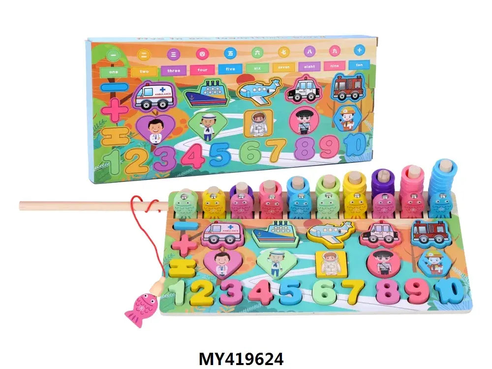 5 in 1 log board- preschool matching, counting and fishing fun game