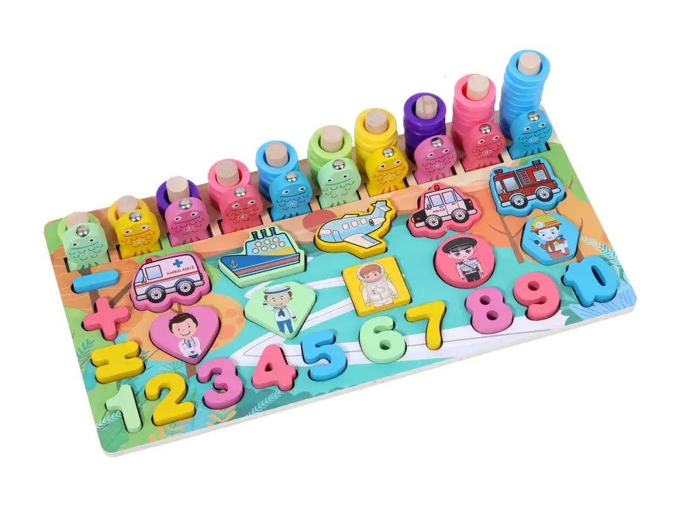 5 in 1 log board- preschool matching, counting and fishing fun game