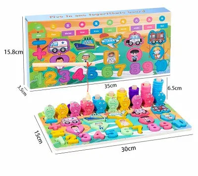 5 in 1 log board- preschool matching, counting and fishing fun game