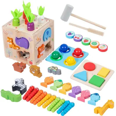 8-in-1 Montessori Wooden Activity Cube