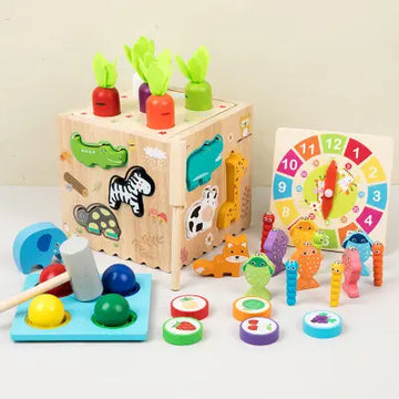 8-in-1 Montessori Wooden Activity Cube