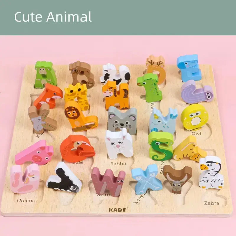 Wooden Montessori Alphabets Learning Base board- Animal theme