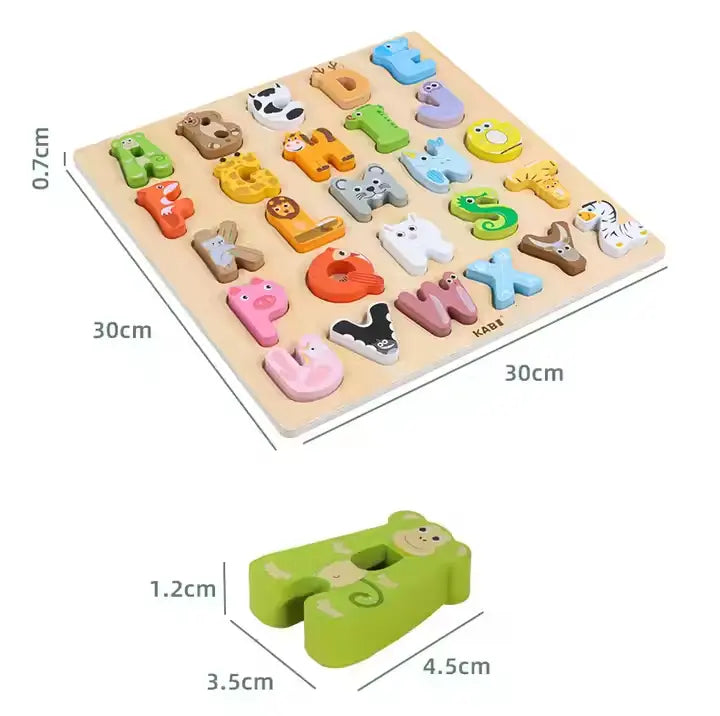Wooden Montessori Alphabets Learning Base board- Animal theme