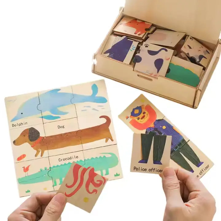Wooden animal shape matching jigsaw puzzle