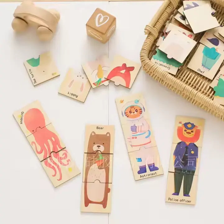 Wooden animal shape matching jigsaw puzzle