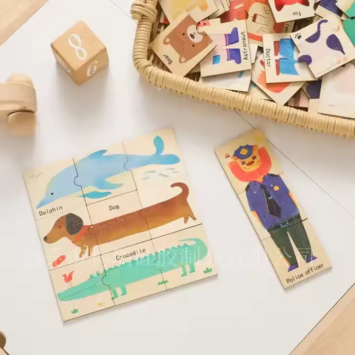 Wooden animal shape matching jigsaw puzzle