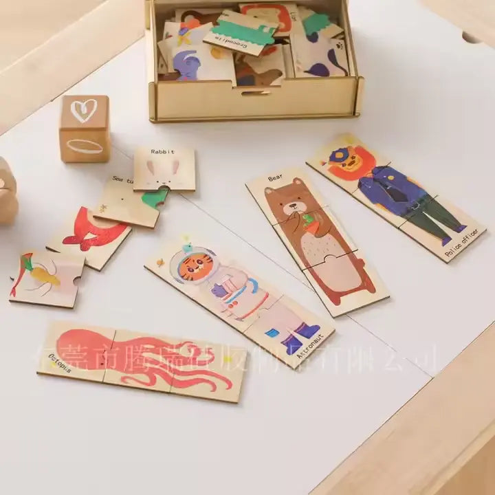 Wooden animal shape matching jigsaw puzzle