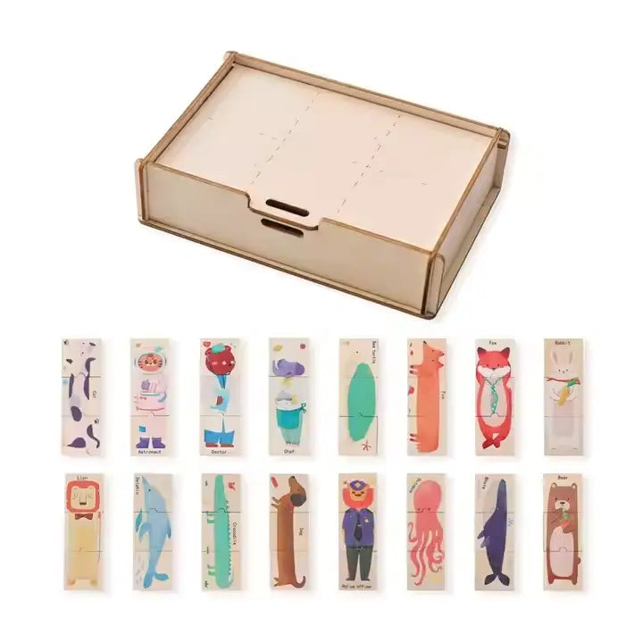 Wooden animal shape matching jigsaw puzzle