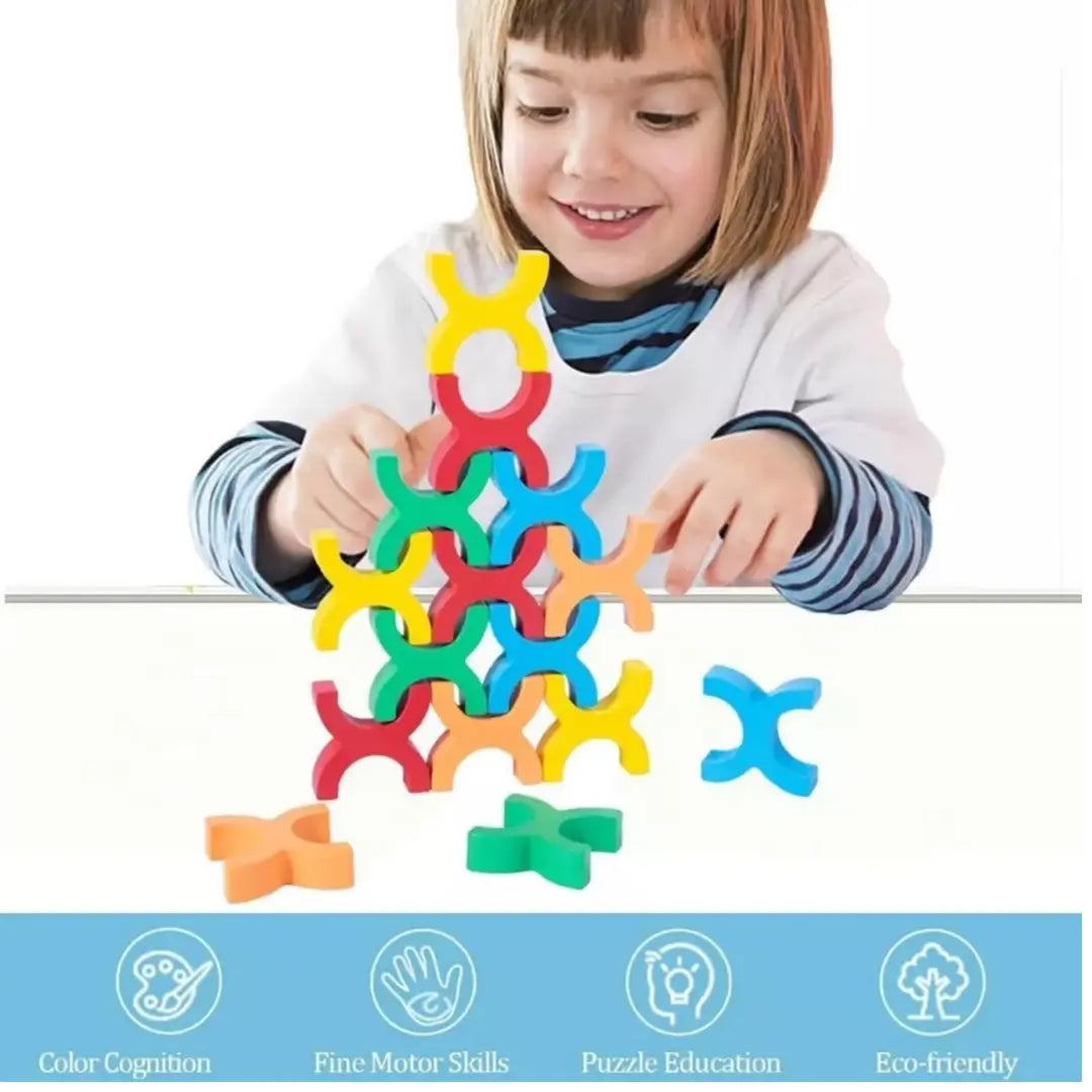 X- shaped Wooden Balancing Blocks game
