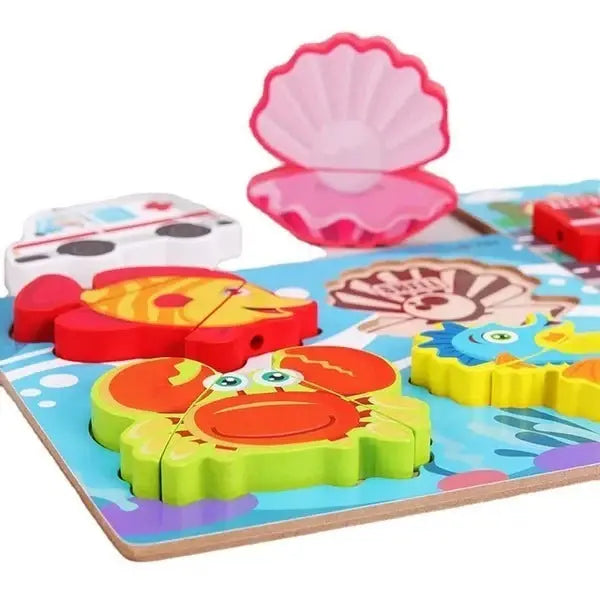 Chunky Wooden Board puzzle with lacing- sea adventure fun!