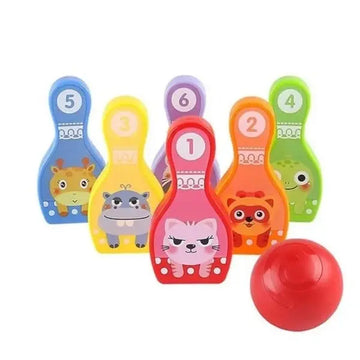 Wooden bowling set with numbers