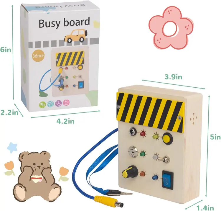 Wooden Switch LED Light Busy Board