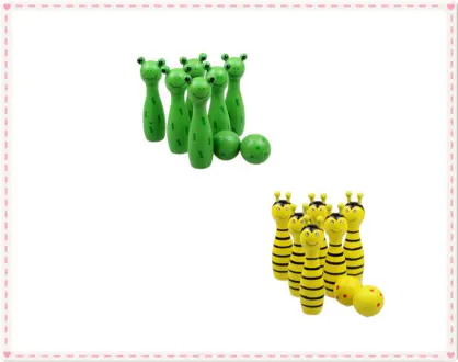 Cartoon animal wooden mini bowling set- 1 design
