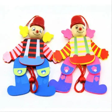 Wooden Pull-String Clown Puppet- Random design