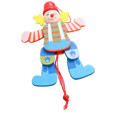Wooden Pull-String Clown Puppet- Random design