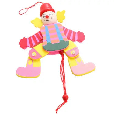 Wooden Pull-String Clown Puppet- Random design