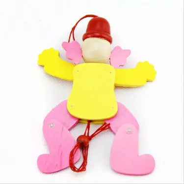 Wooden Pull-String Clown Puppet- Random design