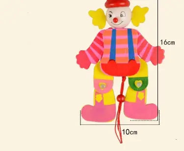 Wooden Pull-String Clown Puppet- Random design