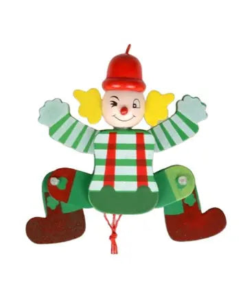 Wooden Pull-String Clown Puppet- Random design