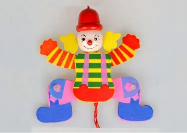 Wooden Pull-String Clown Puppet- Random design