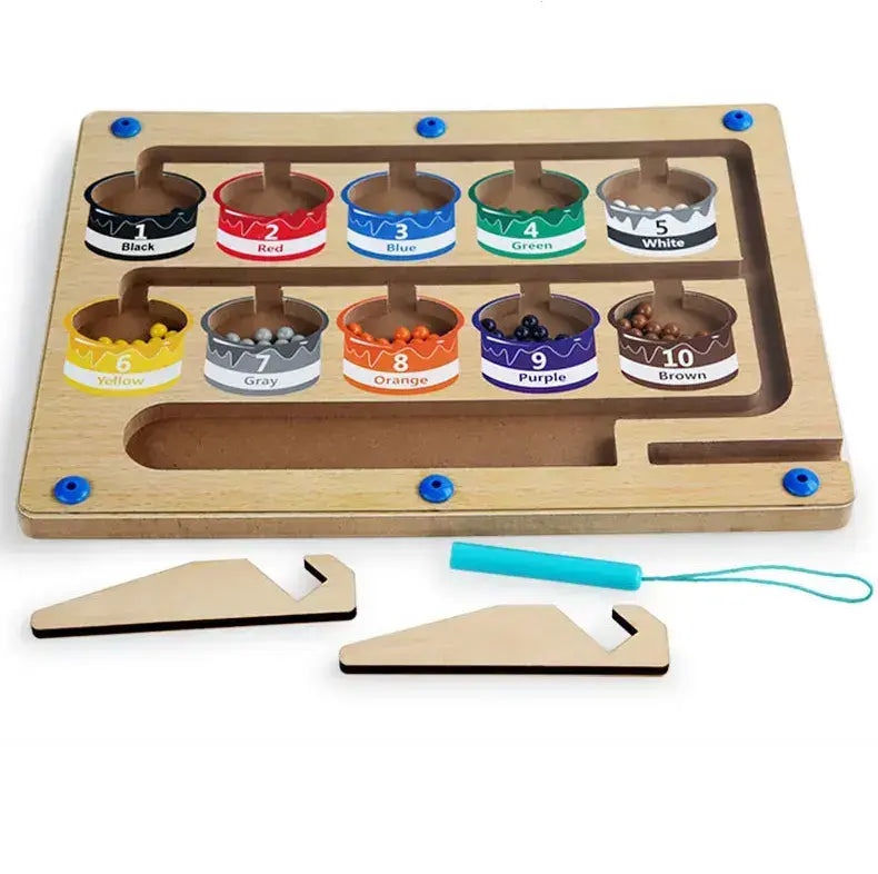 Montessori kids color sorting and maganetic color and number maze