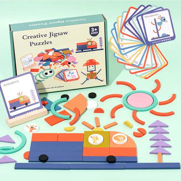 Creative Jigsaw Puzzles – 100-Piece Building Block Set with 40 Pattern Card