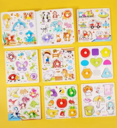 Educational Wooden Peg Puzzle Set – Learn Through Touch & Play!