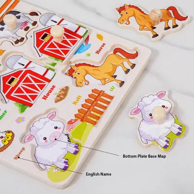 Educational Wooden Peg Puzzle Set β Learn Through Touch & Play!