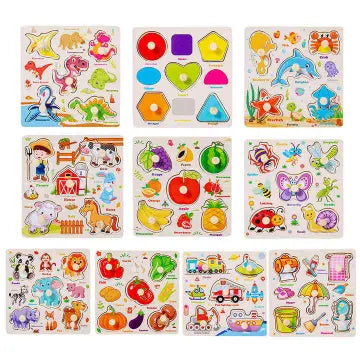 Educational Wooden Peg Puzzle Set β Learn Through Touch & Play!