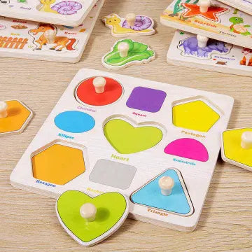 Educational Wooden Peg Puzzle Set β Learn Through Touch & Play!