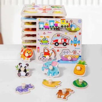 Educational Wooden Peg Puzzle Set β Learn Through Touch & Play!