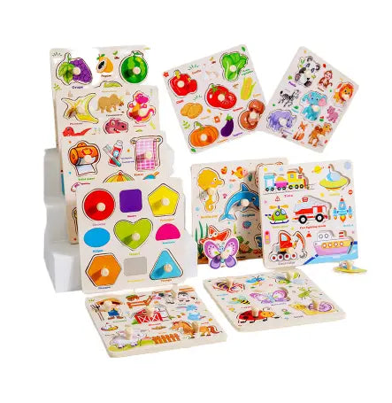 Educational Wooden Peg Puzzle Set β Learn Through Touch & Play!