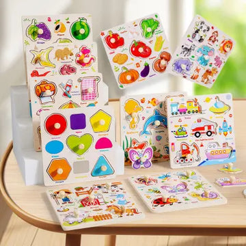 Educational Wooden Peg Puzzle Set β Learn Through Touch & Play!