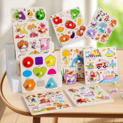 Educational Wooden Peg Puzzle Set β Learn Through Touch & Play!