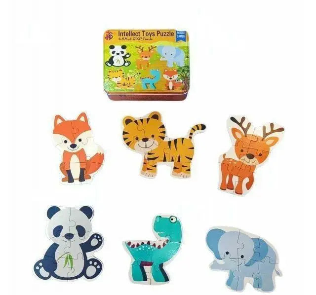 Intellect 6 in a box toy puzzle- wild animals theme