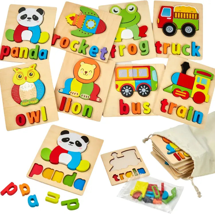 Wooden Alphabet Jigsaw Puzzle with Names- Random design