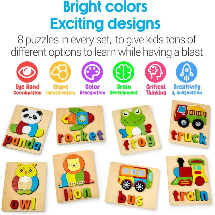Wooden Alphabet Jigsaw Puzzle with Names- Random design
