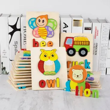 Wooden Alphabet Jigsaw Puzzle with Names- Random design