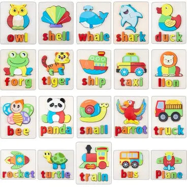 Wooden Alphabet Jigsaw Puzzle with Names- Random design
